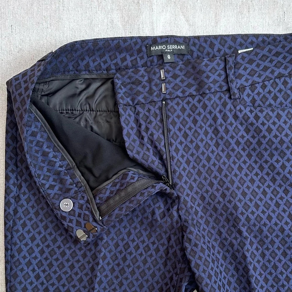 Mario Serrano Women's Diamond Pattern Black & Blue Dress Pants Size 6 - Picture 4 of 8